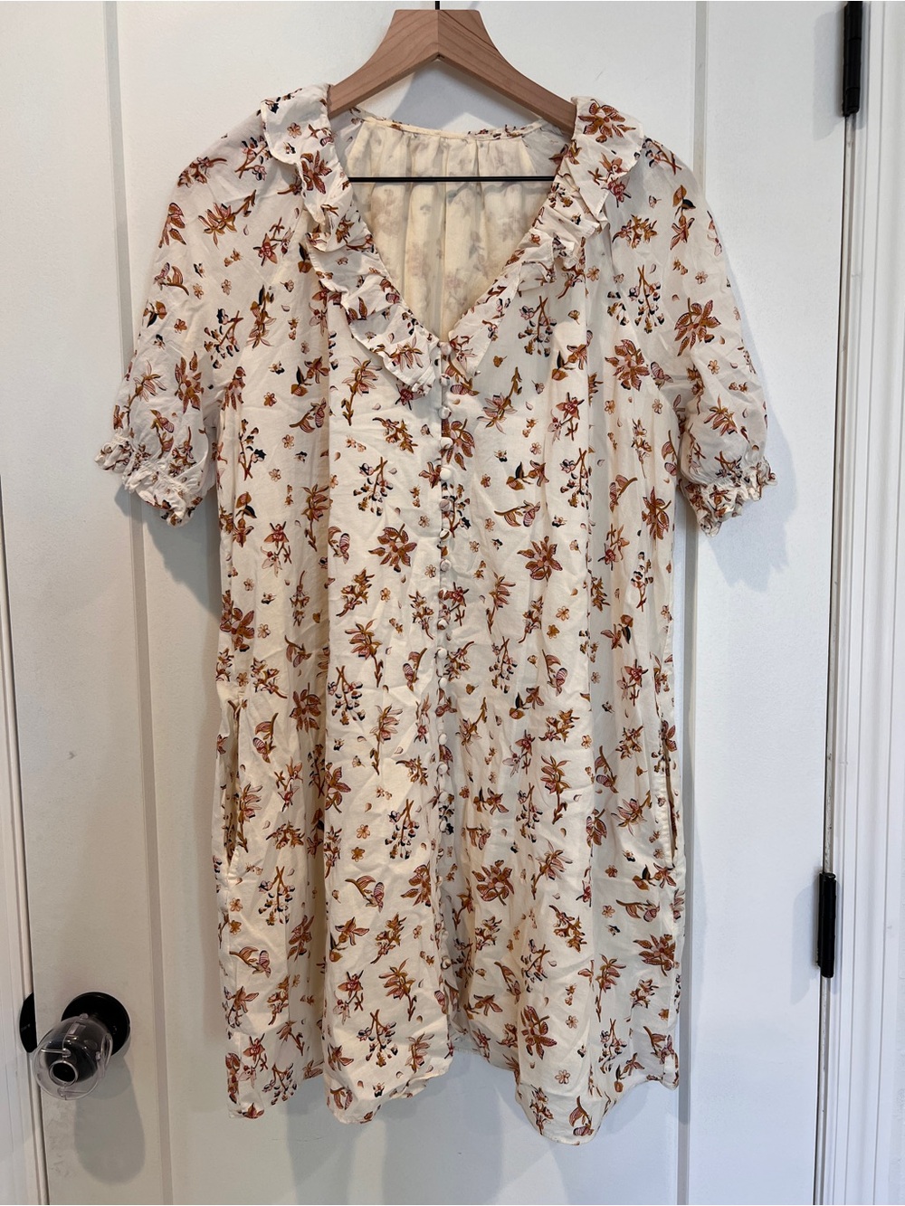 Madewell Ruffle Button-Front Trapeze Dress